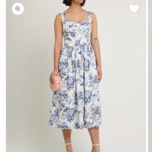 Gorgeous blue and white floral midi dress by same manufacturers as staud